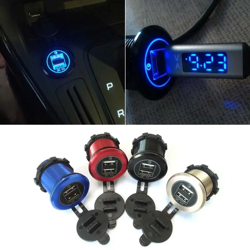 الألومنيوم 12 V 24 V QC 3.0 دراجة نارية قارب سيارة شاحن USB مزدوج محول ل كمبيوتر لوحي (تابلت) وهاتف ذكي GPS الألومنيوم 12 V 24 V QC 3.0 دراجة نارية قارب سيارة شاحن USB مزدوج محول ل كمبيوتر لوحي (تابلت) وهاتف ذكي GPS
