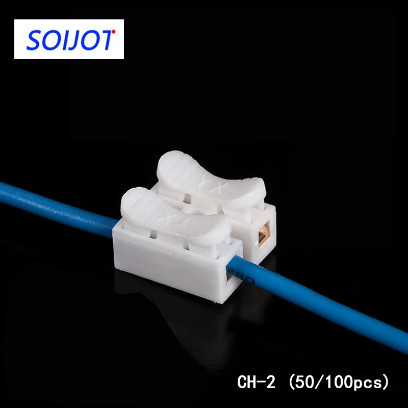 

50-100pcs/lot CH-2 Spring Wire Quick Connector 2p G7 Electrical Crimp Terminals Block Splice Cable Clamp Easy Fit Led Strip