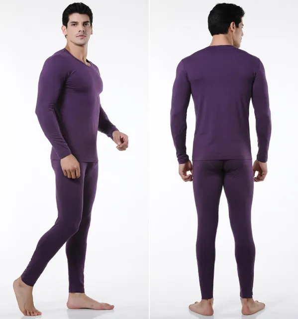 High Quality Underwear Set Romantic Purple Long Johns Men Thermal