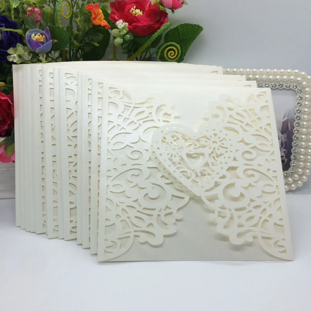 decoration for card invitation Carved Heart Party Delicate Wedding Invitation Decoration Card Pattern