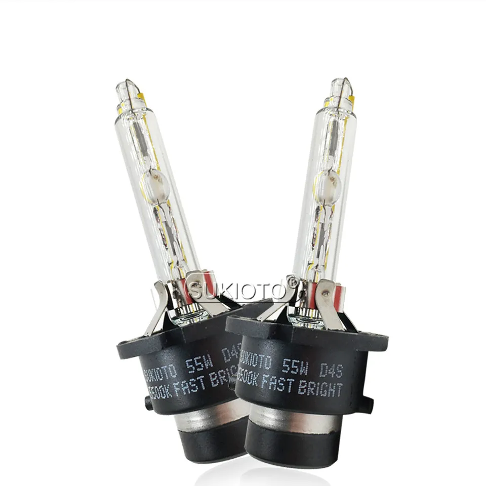 SUKIOTO 2PCS xenon D2S D4S 55W 5500K D2R D4R xenon hid Bulbs Projector Lens Upgrade Bright Metal Bracket Car Headlight Lamps (2)
