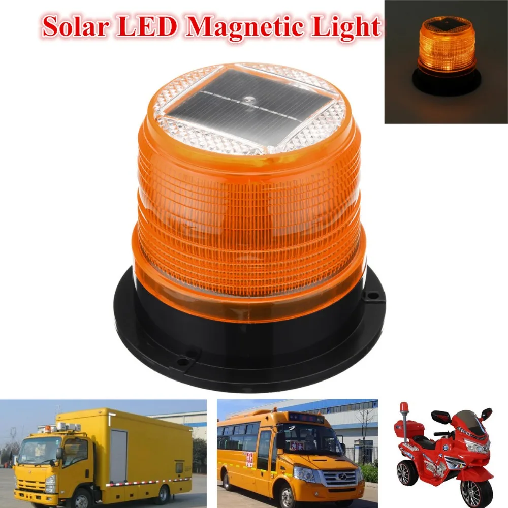 

Yellow 12V Solar Power 6 LED Car Truck Magnetic Emergency Beacon Emergency Strobe Flashing Lamp Magnetic Base Waterproof