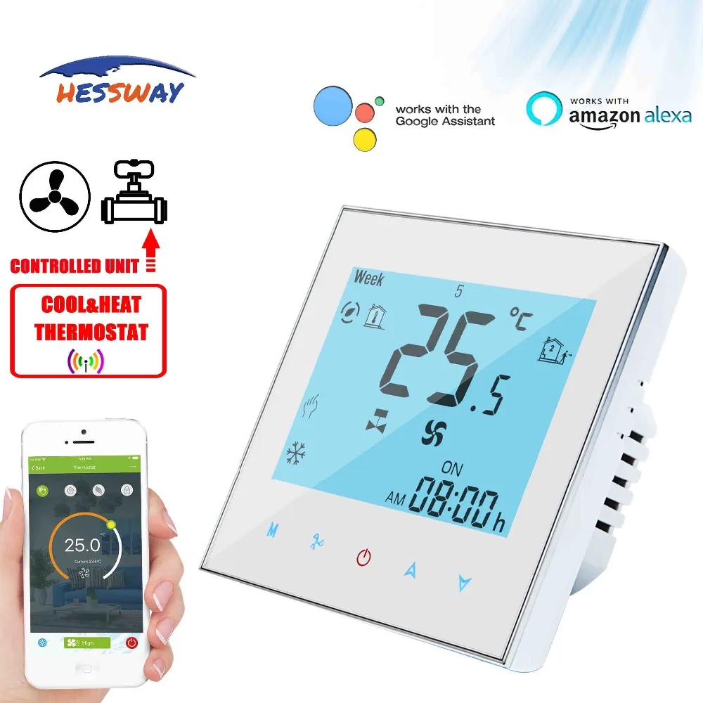 HESSWAY TUYA 2 трубы 4 температура отопления охлаждения термостат WIFI цифровой AC95 ~ 250V