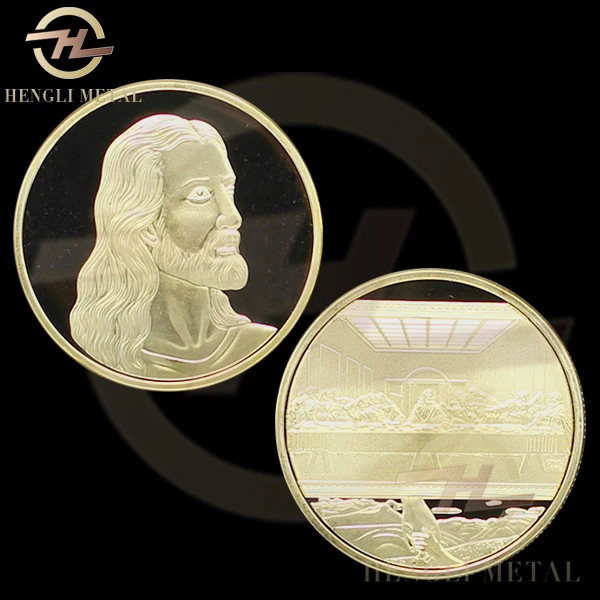 Biblical Stories Masterwork From Artist Leonardo Da Vinci The Last Supper with Jesus Gold Plated Religious Bible Coin | Дом и сад