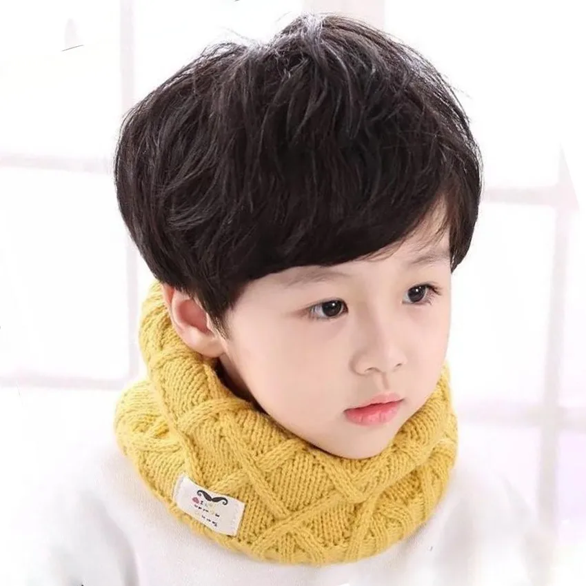 

Cotton Winter Child Scarf Girls Boys Knitted Wool O-Scarves Kids Solid Color Neck Gaiter Warm Snood Children's LIC Ring Scarf