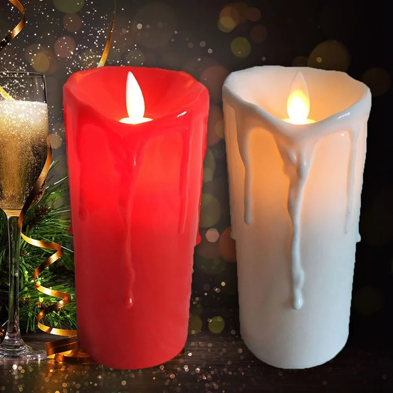 

Flameless Tears shape LED Candles Pillar Electric Wax Candle Home Wedding Decoration for Birthday Party