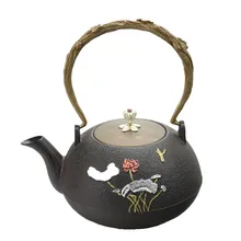 1l чугун Чай горшок Южного японского кунг-фу чайник Серебряный Лотос Чай горшок