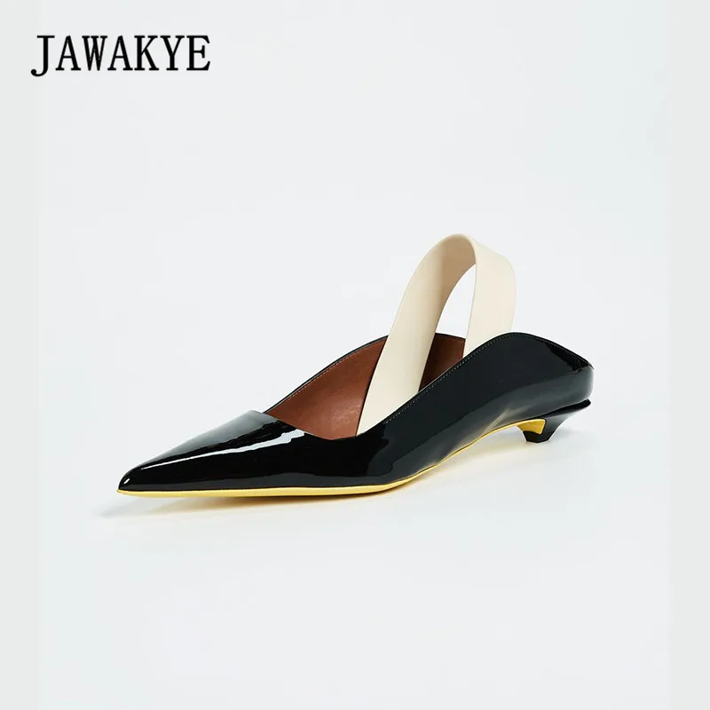 

New Sexy Kitten low heel Pointed Toe ladies Sandals Back Elastic band Summer Flat Shoes Woman Fashion sandalias mujer