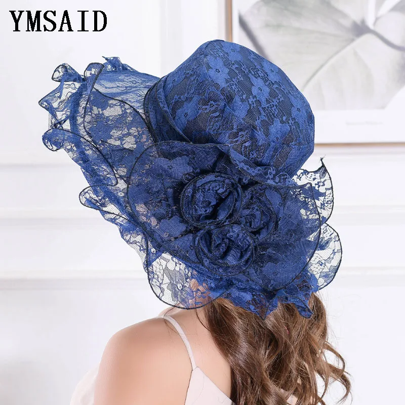 Ymsaid الصيف النساء الدانتيل الكنيسة قبعة مع زهرة طوي واسعة قبعة بحافة الزفاف قبعات حفلات الشاطئ الشمس حماية قبعات Ymsaid الصيف النساء الدانتيل الكنيسة قبعة مع زهرة طوي واسعة قبعة بحافة الزفاف قبعات حفلات الشاطئ الشمس حماية قبعات