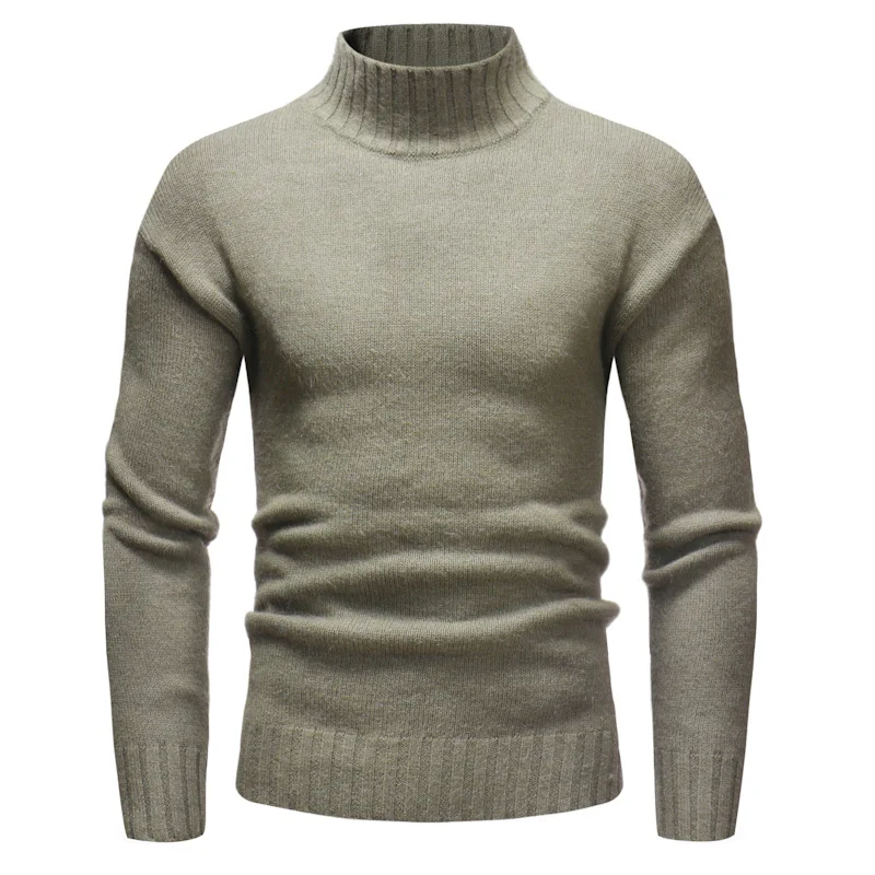 2018 зимний теплый свитер с воротником под горло Для мужчин модные однотонные вязаные Для мужчин свитера 2018 Повседневное Slim Fit пуловер