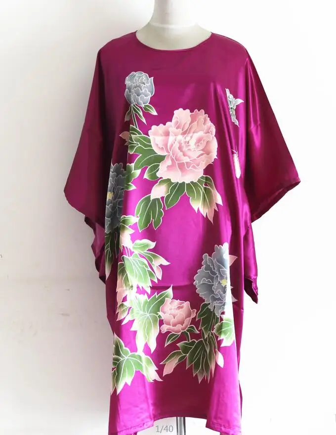 Новинка, черный китайский женский традиционный халат из искусственного шелка, сексуальная ночная рубашка, Очаровательная ночная рубашка, один размер - Цвет: 18