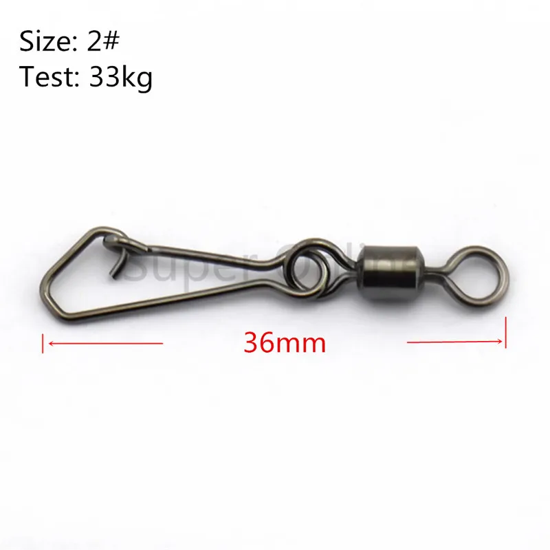 50pcs/lot Fishing Connector Barrel Swivels Snap 5Size Rolling Swivel For Fishhook Link Fishing Lure Accessories#SD - Цвет: Size 2 36mm 33kg