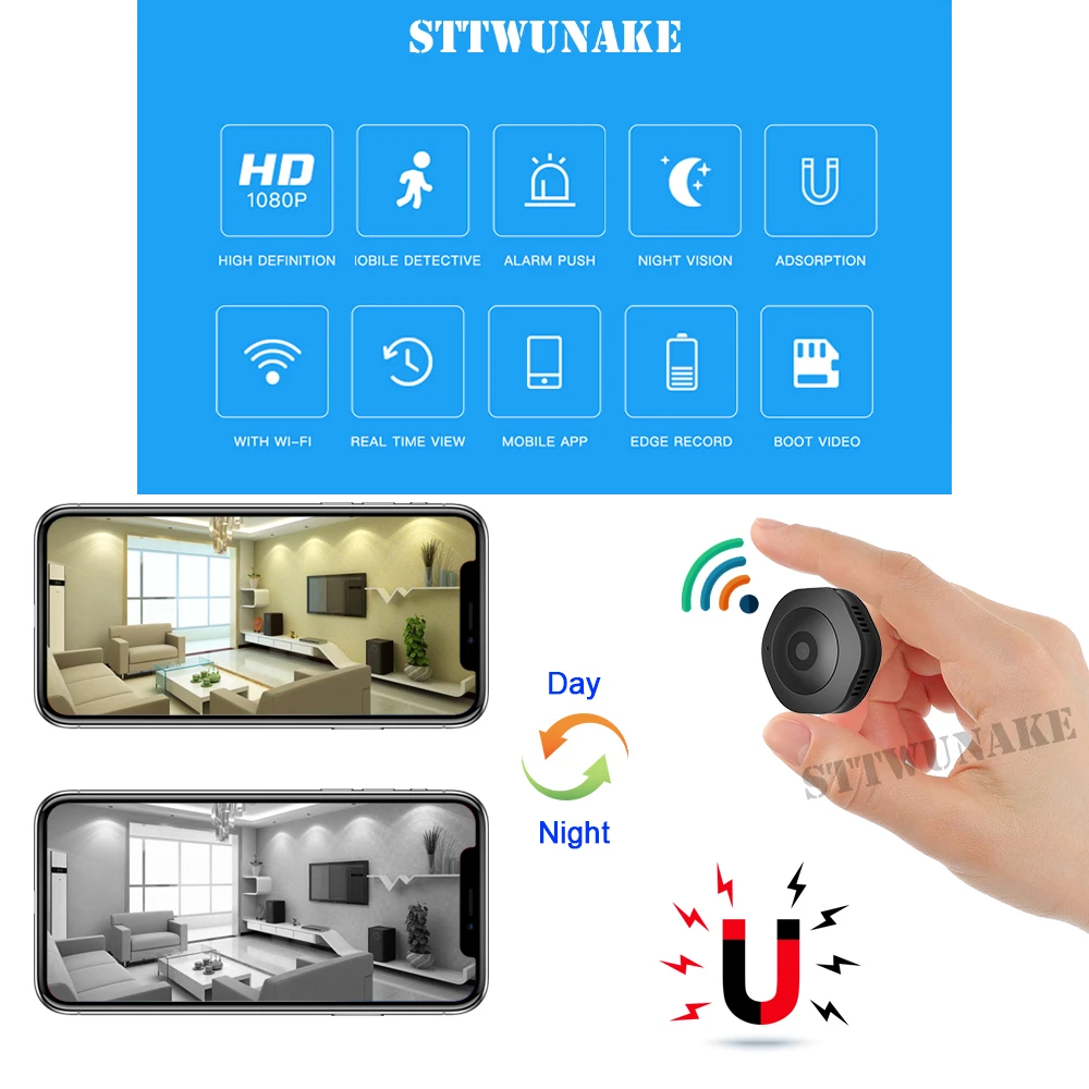 Sttwunake Mini Ip Camera 1080p Hd Wifi Dv Micro Cam Night Vision Wireless Small Car Camcorder Hidden Video Recorder Baby Monitor Mini Camcorders Aliexpress