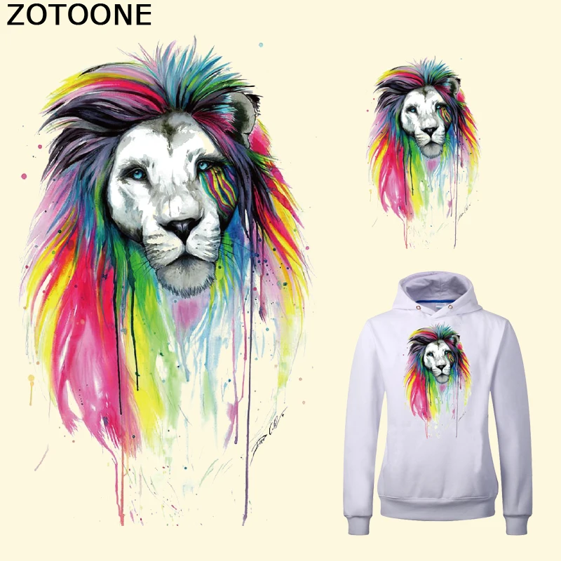 

ZOTOONE European Style Colorful Lion Iron on Transfer Patch for Clothes A-level Washable Ironing Stickers Print on T-shirt Dress