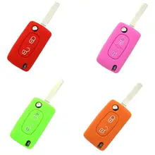 2 кнопки автомобиля дистанционного Флип брелок оболочки защитный чехол-подставка для планшета для peugeot ключ Citroen кошелек