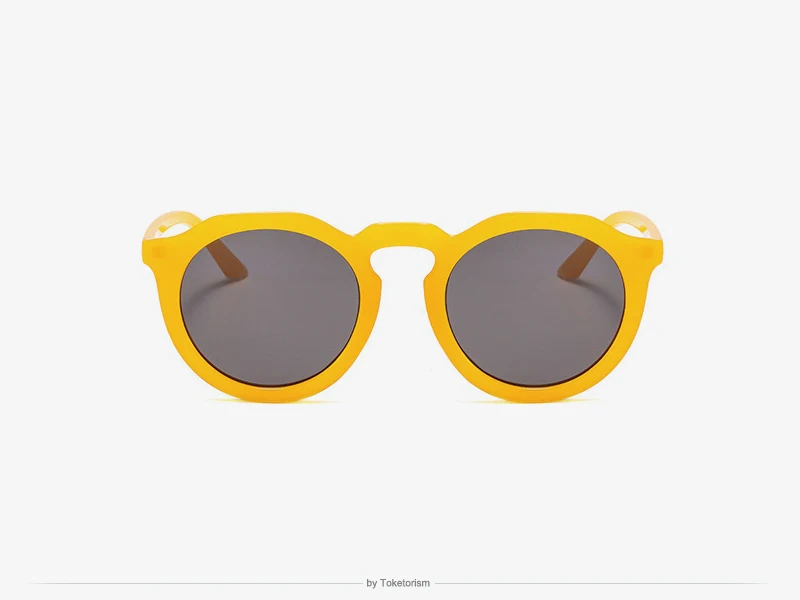 Toketorism Fashionable Women's Sunglasses Retro Design Quality Round Plastic Yellow Sunglasses  9133 ladies sunglasses