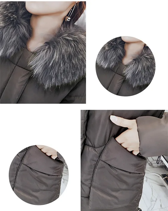 Women Winter Parkas White Coat Jackets Long Padded Jackets Hooded Big Fur Collar Parka 2018 Adjustable Waist Long Winter Coat Women AS051 (43)