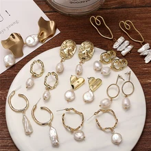 Серьги-капли из пресноводного жемчуга для женщин, новинка, свадебные серьги, корейские серьги с жемчугом, Женские Ювелирные изделия, Brincos