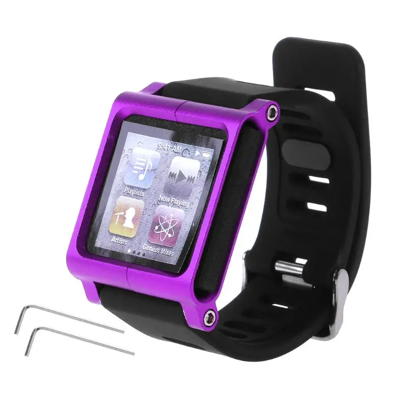 Умный Алюминиевый металлический ремешок для часов, набор для запястья, чехол для Apple iPod Nano 6 6th - Цвет: Фиолетовый