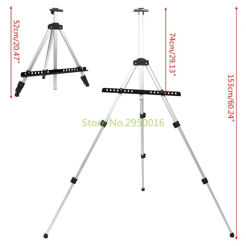 Портативный регулируемое серебряное Алюминий мольберт для художника Рисование рисунок эскиз Дисплей стенд с мешком принадлежности для рисования C26