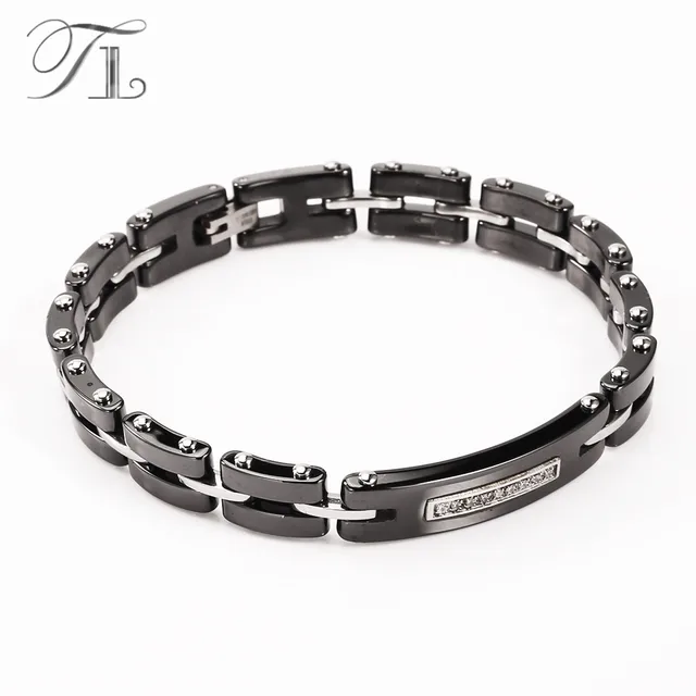 Tl Stainless Steel Hologram Bangles Bracelets Black White Ceramic Tl Stainless Steel Hologram Bangles Bracelets Black White Ceramic Delicate Zircon Decoration Hot Jewelry
