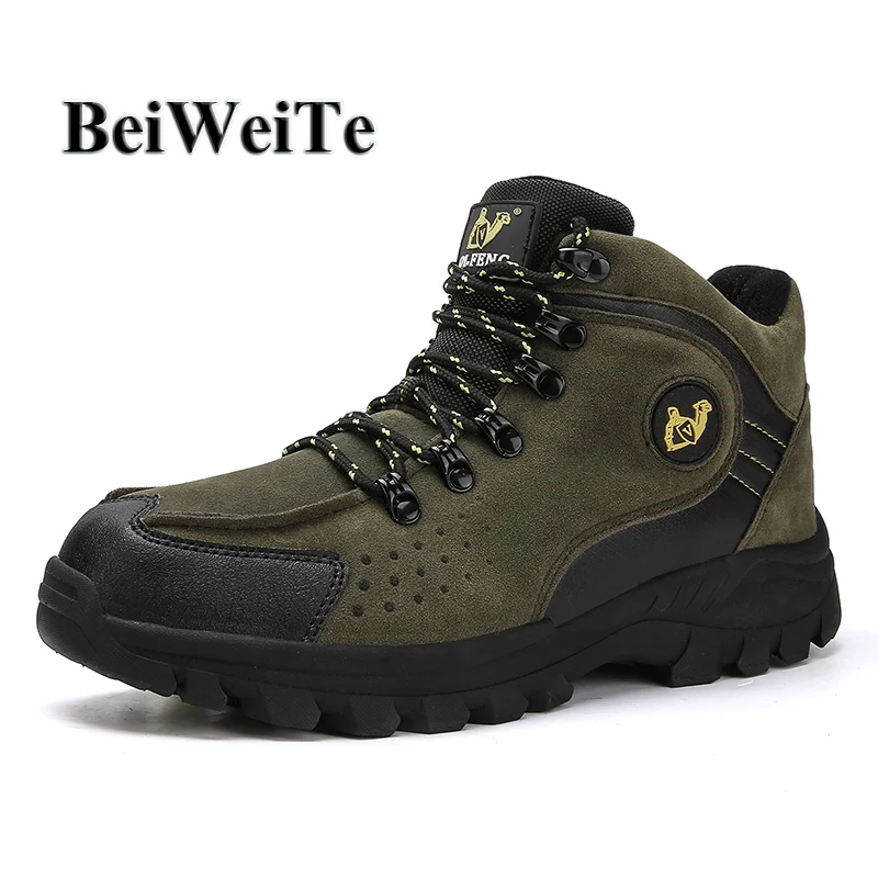 

Men's Big Size Hiking Boots With Fur Warm High Top Climbing Moutain Sneakers For Men Winter Outdoor Trekking Shoes Hunting Boots