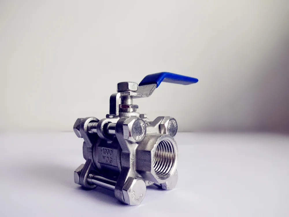 1," DN32 шаровой кран Три части типа внутренняя резьба, нержавеющая сталь 304, полный порт шаровой клапан