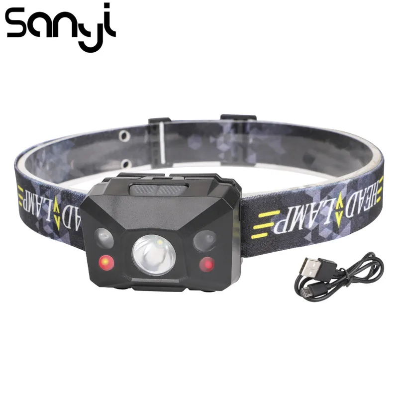 

SANYI Body Motion Sensor Headlight USB Rechargeable Induction Headlamp Camping Flashlight Head Torch Built-in lithium battery