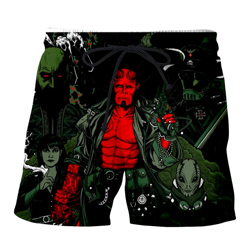 Новые модные мужские повседневные шорты быстросохнущие шорты с рисунком черепа/пистолета, пляжные летние шорты с 3d принтом hellboy эластичные шорты-4