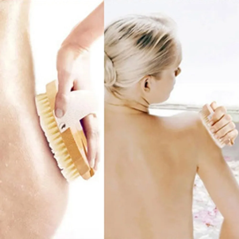Female Dry Skin Body Brush Massager Natural Bristles Wood ...