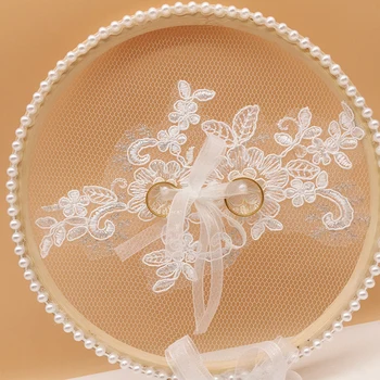 

Lace Ring Pillow Elegant Exquisite Flower Ring Bearer Pillow Cushion for Engagement Wedding Marriage Ceremony Decorations
