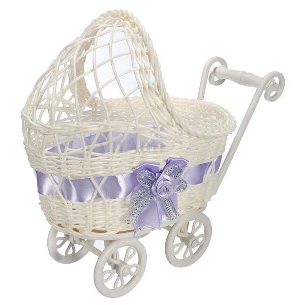 

Wicker Hamper Pram Basket Flower Vase Storage Organizer Baby Shower Party Gifts