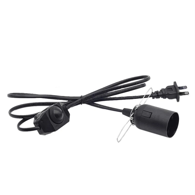 New 1.8m Hanging Light Cord Cable with E27 Socket & Switch EU Plug Lamp Bulb Holder