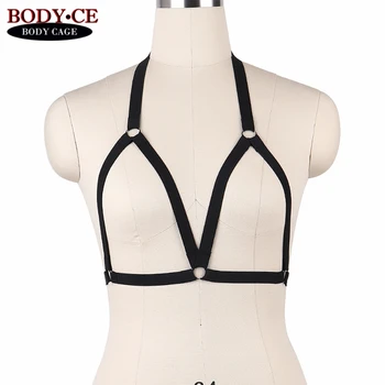 

Womens Sexy Goth Harness Lingerie Body Cage Bra Black Bustier Elastic Adjust Strappy Tops Bondage Erotic Burlesque Garter Belts