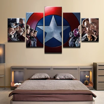 

5 Panel Movie Avengers 2 Civil War Wall Art Picture Home Decoration Living Room Canvas Print Wall Picture Printing On Canvas