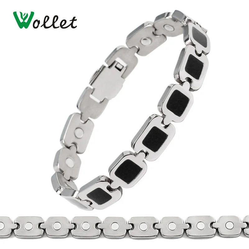 Wollet Ювелирный Титановый браслет для женщин и мужчин черный цвет магнитная терапия лечебная энергия здоровье и гигиена один ряд магнит