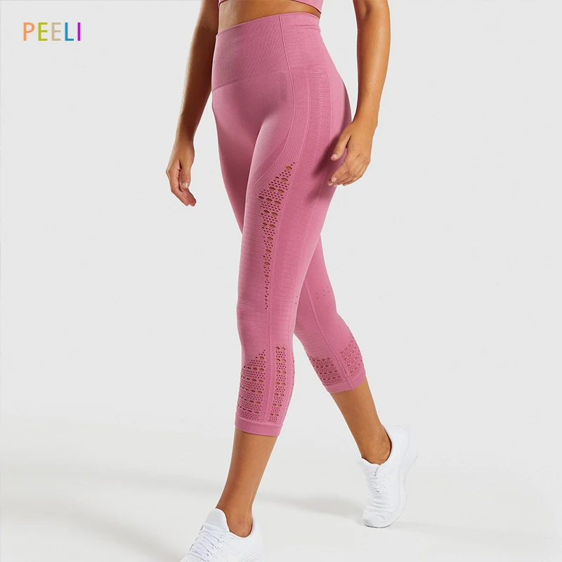 

Hollow Out Seamless Legging Sports Women Fitness Yoga Tights Capris Pants High Waist Gym Leggings Push Up Booty Running Pants