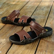 Срабатывает человека из искусственной кожи пляжная обувь модные туфли на плоской подошве сандалии мужские летние уличные сандалии из кожзаменителя Нескользящие сандалии для Для мужчин 39-48