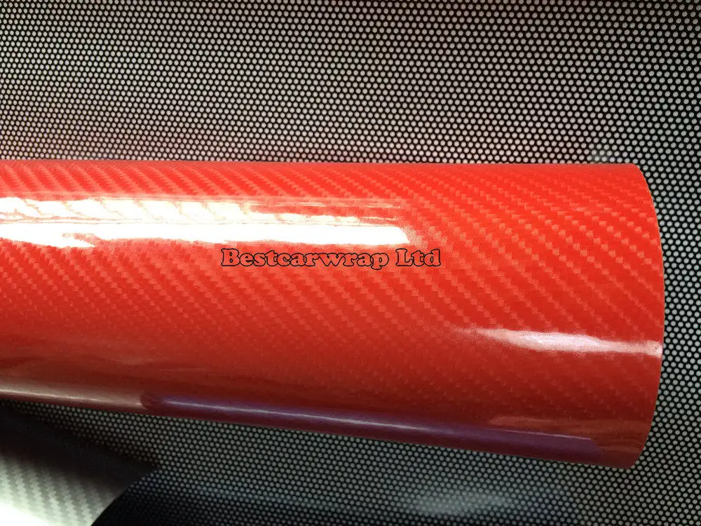 5D RED Carbon fibre wrap film with air free shiny wrapping 3m (5) - 
