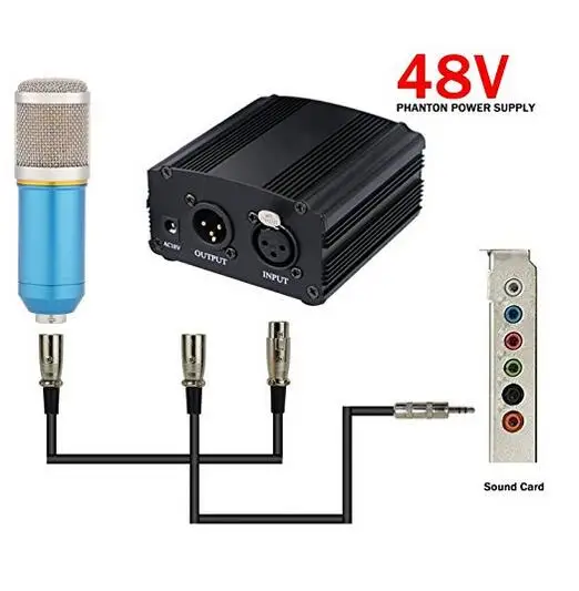 1 Channel 48V Phantom Power Supply with Adapter and XLR