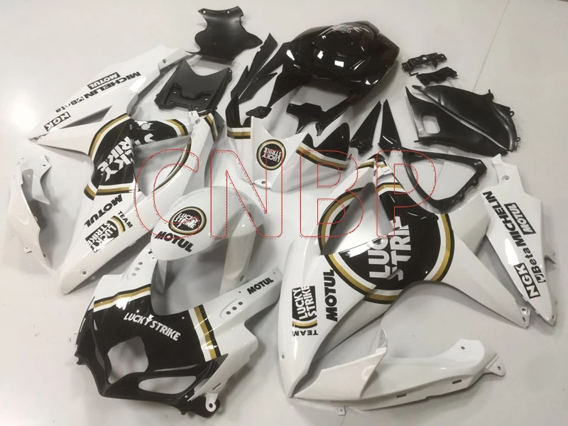Пластиковые обтекатели GSXR 600 2008 2010 K8 Белые Черные GSXR750 наборы обтекателей GSX R600 2009