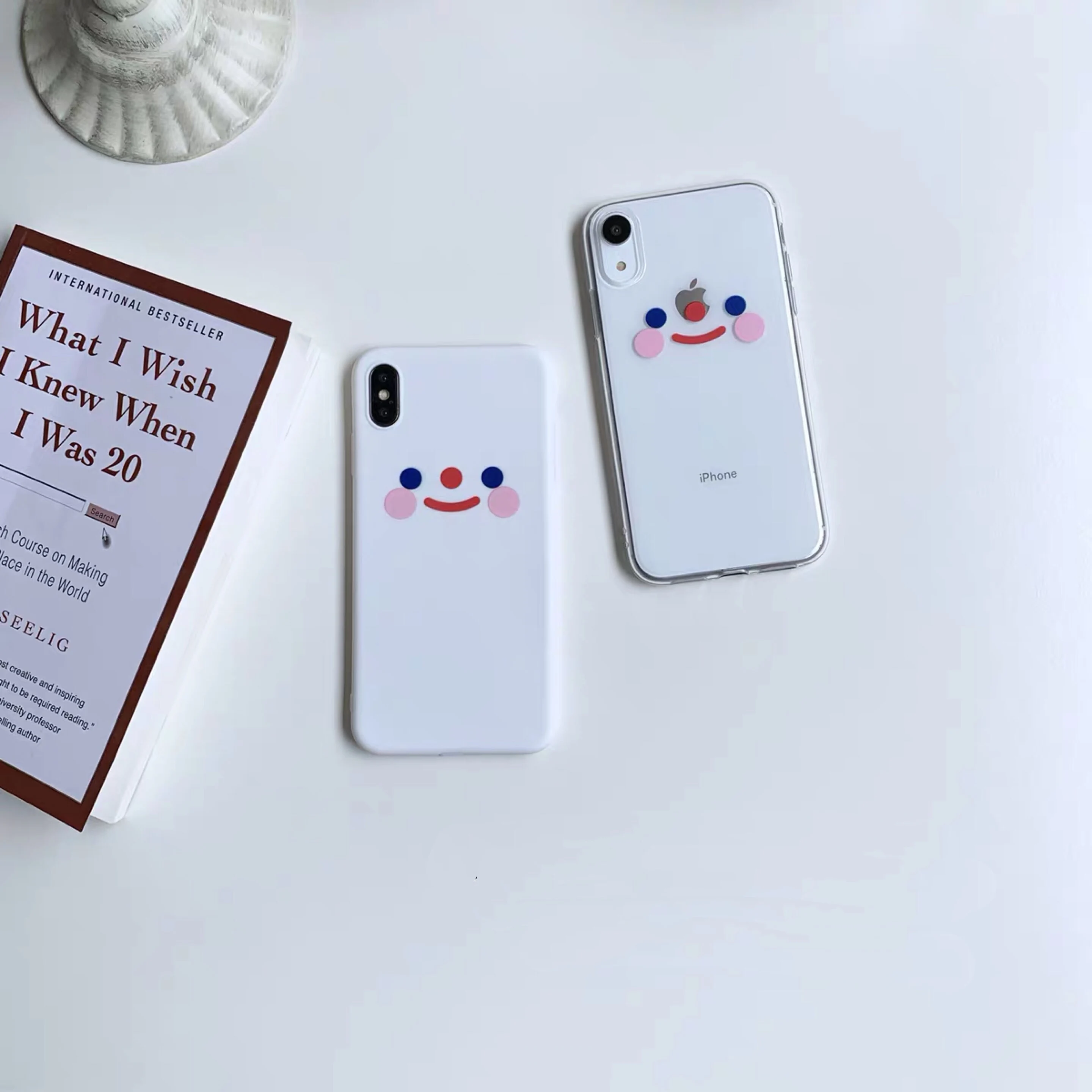 

Korea INS super fire cute simple blush smiley face phone case For iphone Xs MAX XR X 6 6s 7 8 plus fun clear soft TPU back Cover