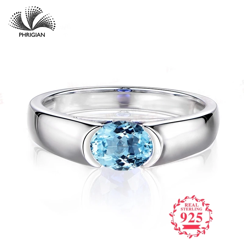 

NOT FAKE Fine Engraving Ring S925 Sterling silver Gemstone oval cut ring Women custom jewelry 925 carat Blue TOPAZ RING