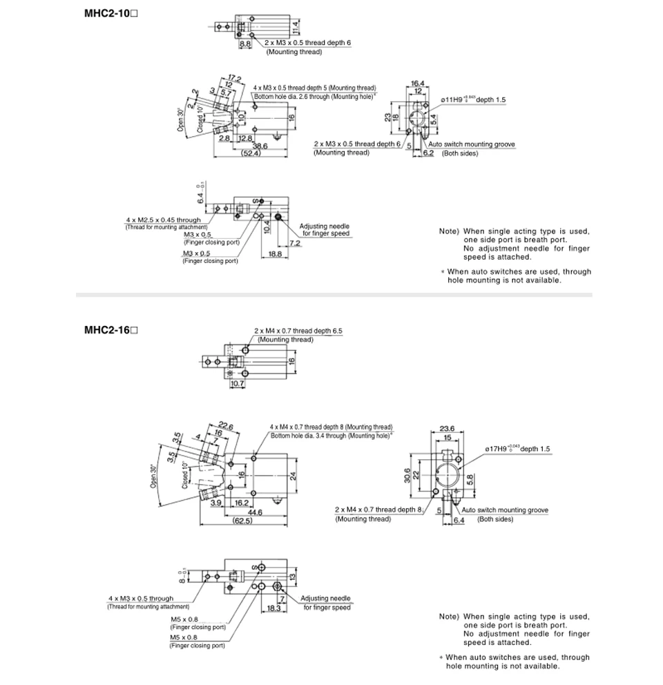 MHC2 10D 16D 20D 25D 32D двойного действия пневматический захват SMC тип угловой Стиль Алюминиевые зажимы воздушный цилиндр производители