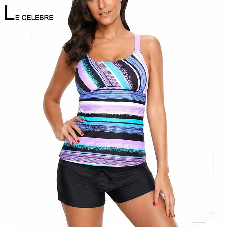 Tankini Large Plus size Women Swimsuit With Shorts Female ...