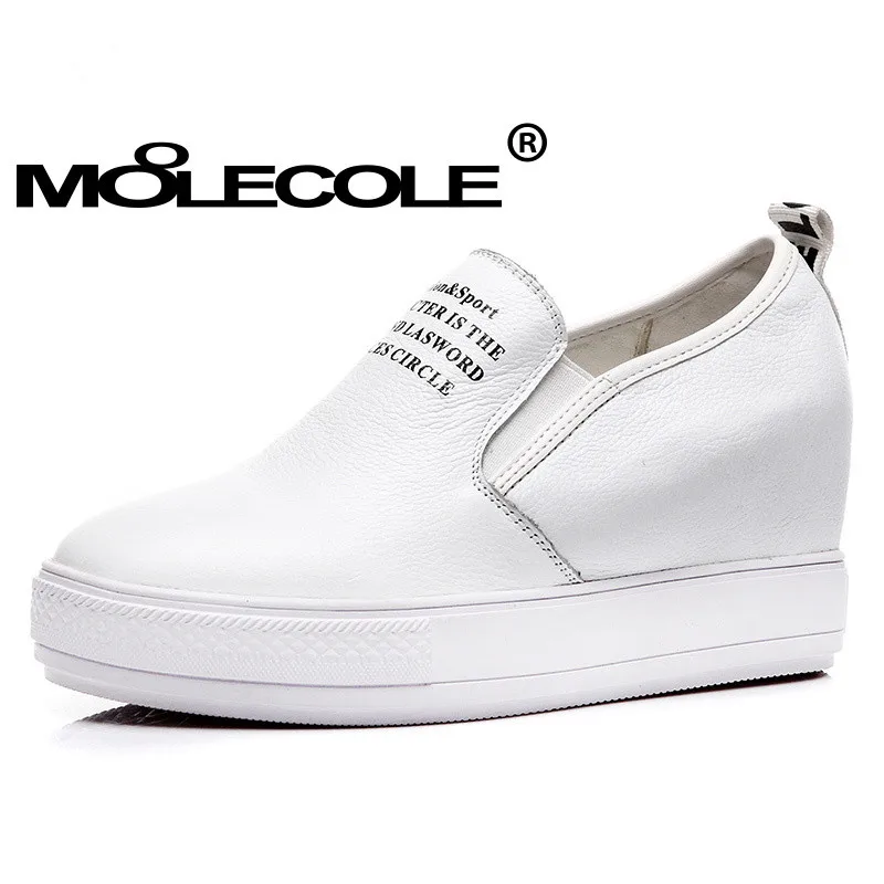 

Spring autumn shoes genuine leather shoes increased internal Lok Fu shoes fashion slope with lazy leisure white shoes 6C018