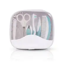 7 шт./компл. уход за новорожденным набор инструментов круглая расческа+ зубная щетка+ щетка для пальцев+ машинка для стрижки ногтей+ Доска Эмери+ ножницы+ сумка для хранения
