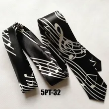 5 см тонкие модные музыкальные галстуки музыкальные ноты галстук с G-clef по центру в середине