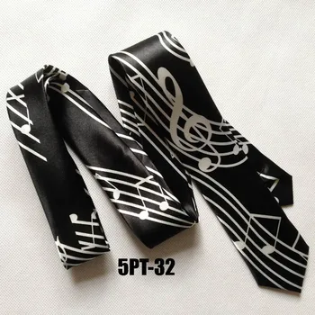 

5cm Slim Fashion Musical Ties Music Notes Necktie with G-clef Centered in Middle