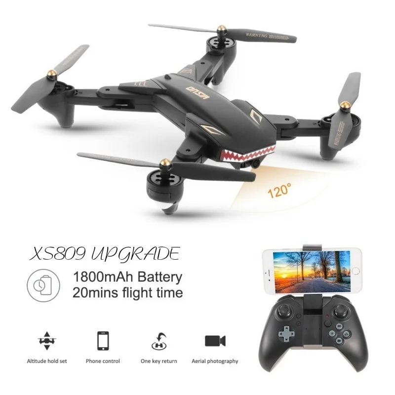 

Mini Dron XS809S Selfie Drone WIFI FPV with Wide Angle 0.3mp 2mp HD Camera Foldable RC Quadcopter RTF RC Helicopter Toys